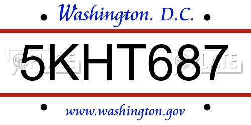 5KHT687 District Of Columbia License Plate