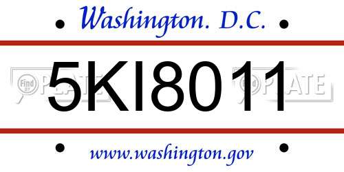 5KI8011 District Of Columbia License Plate