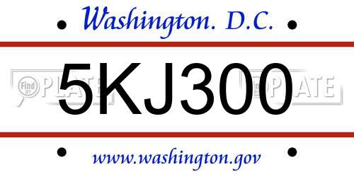 5KJ300 District Of Columbia License Plate