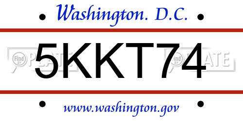 5KKT74 District Of Columbia License Plate