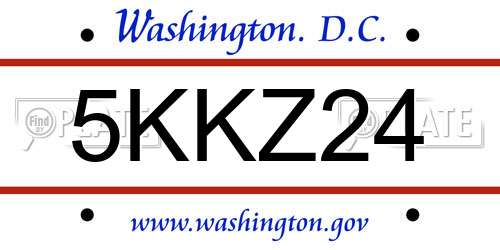 5KKZ24 District Of Columbia License Plate