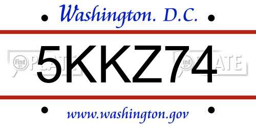 5KKZ74 District Of Columbia License Plate