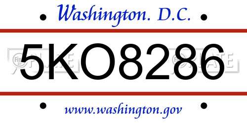 5KO8286 District Of Columbia License Plate