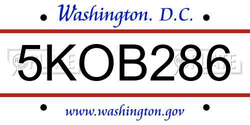 5KOB286 District Of Columbia License Plate