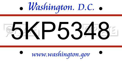 5KP5348 District Of Columbia License Plate