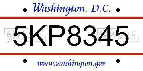 5KP8345 District Of Columbia License Plate