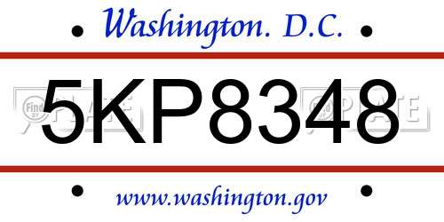 5KP8348 District Of Columbia License Plate