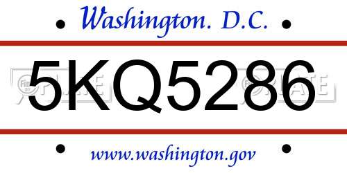 5KQ5286 District Of Columbia License Plate