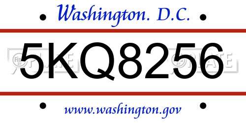 5KQ8256 District Of Columbia License Plate