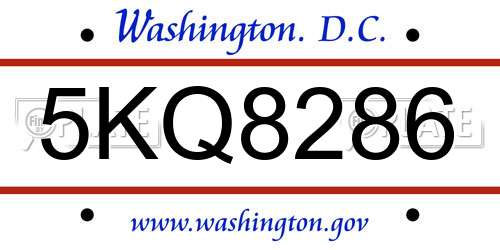 5KQ8286 District Of Columbia License Plate