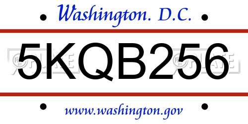 5KQB256 District Of Columbia License Plate