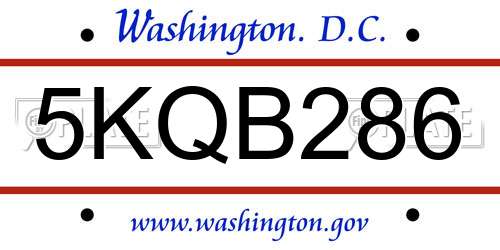 5KQB286 District Of Columbia License Plate
