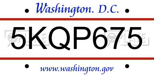 5KQP675 District Of Columbia License Plate