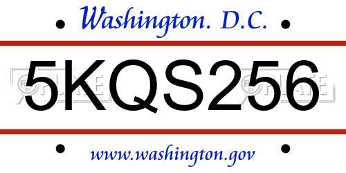5KQS256 District Of Columbia License Plate