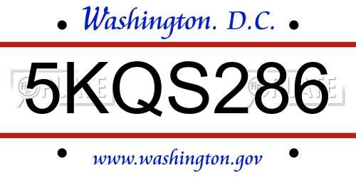 5KQS286 District Of Columbia License Plate