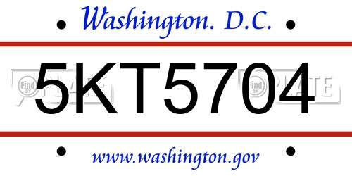 5KT5704 District Of Columbia License Plate