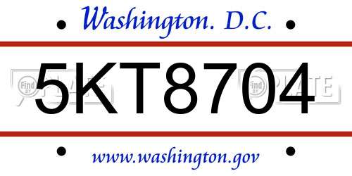 5KT8704 District Of Columbia License Plate