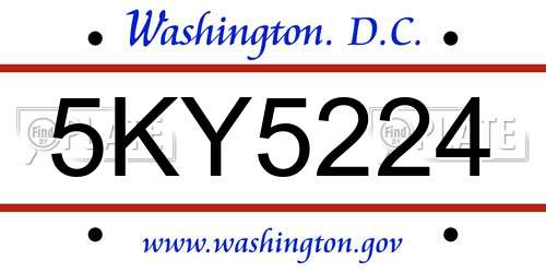 5KY5224 District Of Columbia License Plate