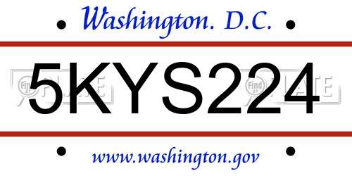 5KYS224 District Of Columbia License Plate