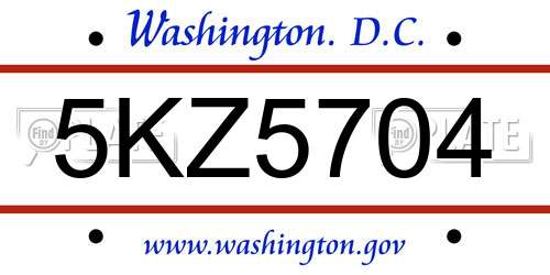 5KZ5704 District Of Columbia License Plate