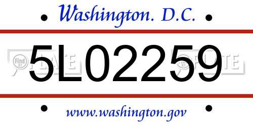 5L02259 District Of Columbia License Plate