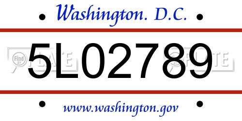 5L02789 District Of Columbia License Plate
