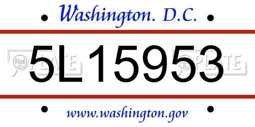5L15953 District Of Columbia License Plate