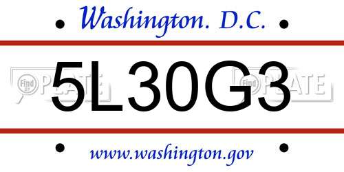 5L30G3 District Of Columbia License Plate