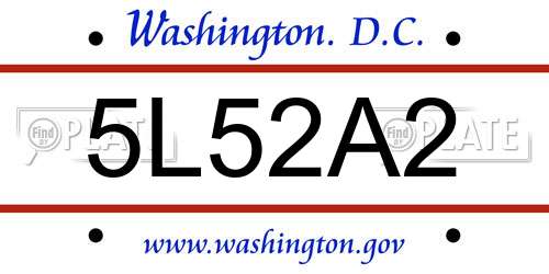 5L52A2 District Of Columbia License Plate
