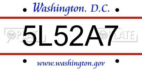 5L52A7 District Of Columbia License Plate