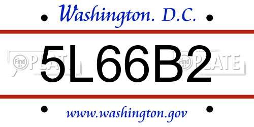 5L66B2 District Of Columbia License Plate