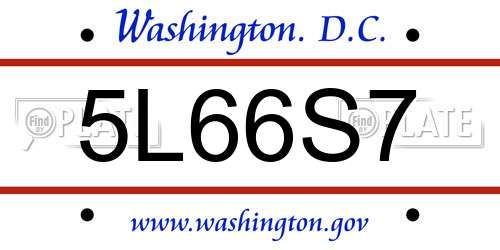 5L66S7 District Of Columbia License Plate