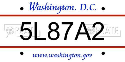 5L87A2 District Of Columbia License Plate