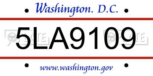 5LA9109 District Of Columbia License Plate