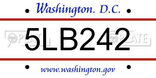 5LB242 District Of Columbia License Plate