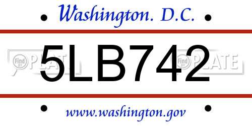 5LB742 District Of Columbia License Plate