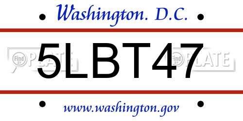5LBT47 District Of Columbia License Plate