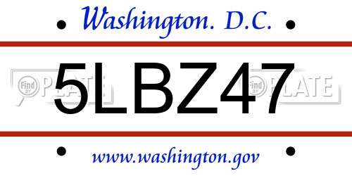 5LBZ47 District Of Columbia License Plate