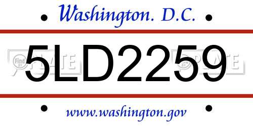 5LD2259 District Of Columbia License Plate