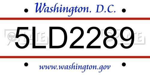 5LD2289 District Of Columbia License Plate
