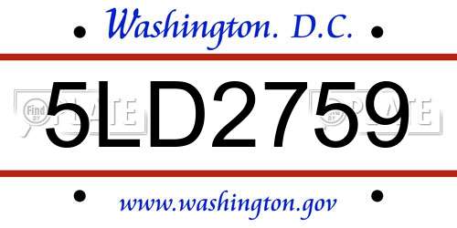 5LD2759 District Of Columbia License Plate