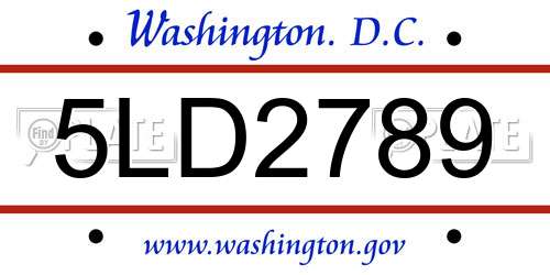 5LD2789 District Of Columbia License Plate