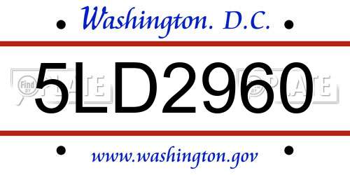 5LD2960 District Of Columbia License Plate