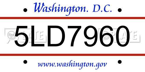 5LD7960 District Of Columbia License Plate