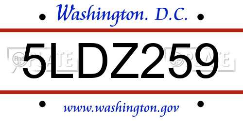 5LDZ259 District Of Columbia License Plate