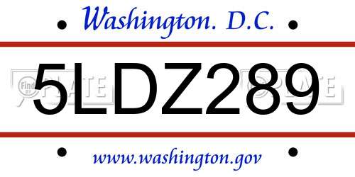 5LDZ289 District Of Columbia License Plate