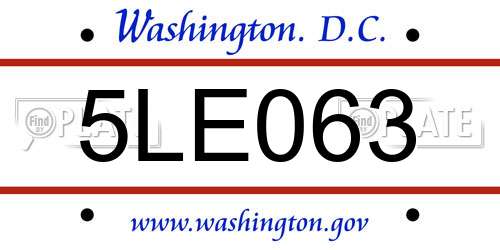 5LE063 District Of Columbia License Plate