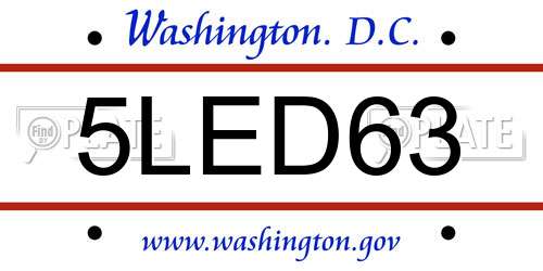 5LED63 District Of Columbia License Plate