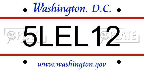 5LEL12 District Of Columbia License Plate