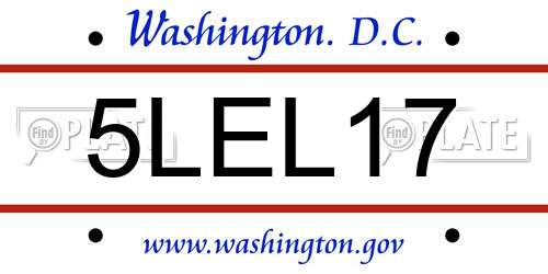 5LEL17 District Of Columbia License Plate
